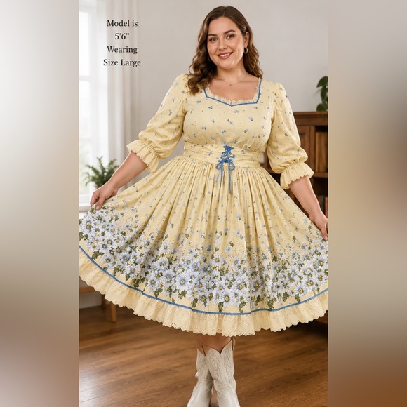 Dresses & Skirts - 💃 Handmade Full Swing vintage ruffle floral dress